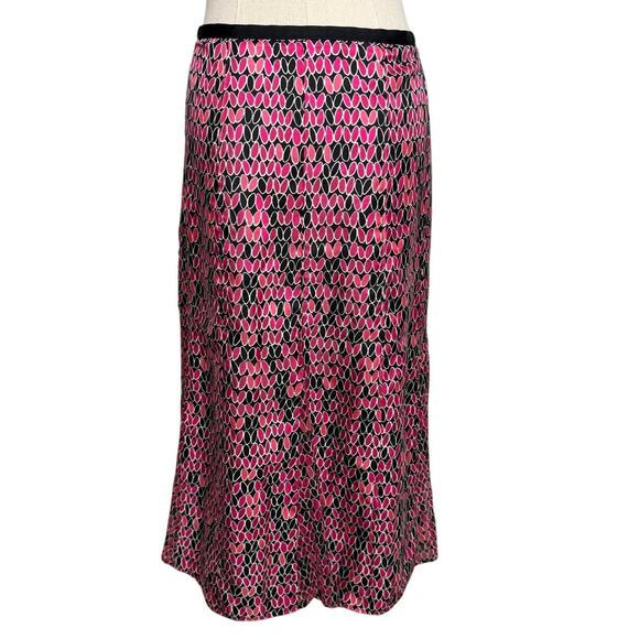 Sigrid Olsen Y2K 100% silk kick pleat circle print low waist midi skirt size 10 - Picture 1 of 5
